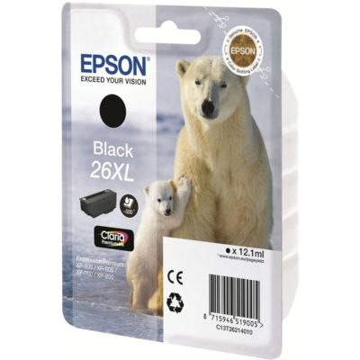 Epson Polar Bear 26XL Claria Premium Ink, High Yield Ink Cartridge, Cyan Single Pack, C13T26324010